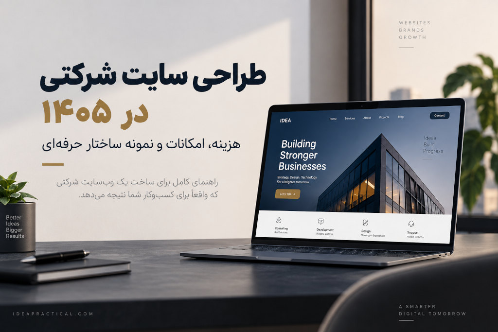 طراحی سایت شرکتی در ۱۴۰۵؛ هزینه، امکانات و نمونه ساختار حرفه‌ای